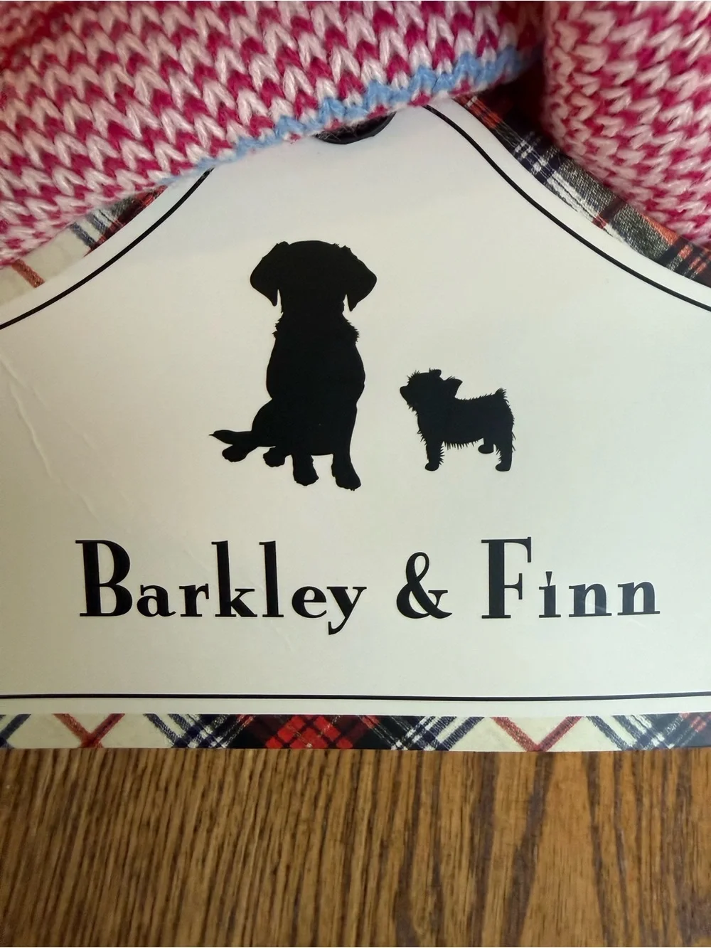 Barkley & Finn Light Pink Striped Knit Dog Sweater. Medium